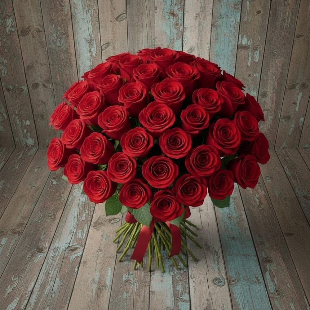 Букет 55 Красных роз Фридом в Новописцово