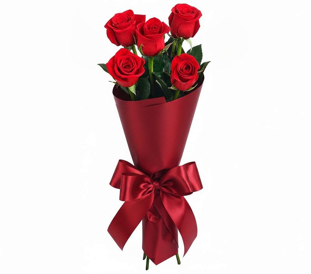 Букет 5 Красных роз Эдлесс Лав в Новописцово