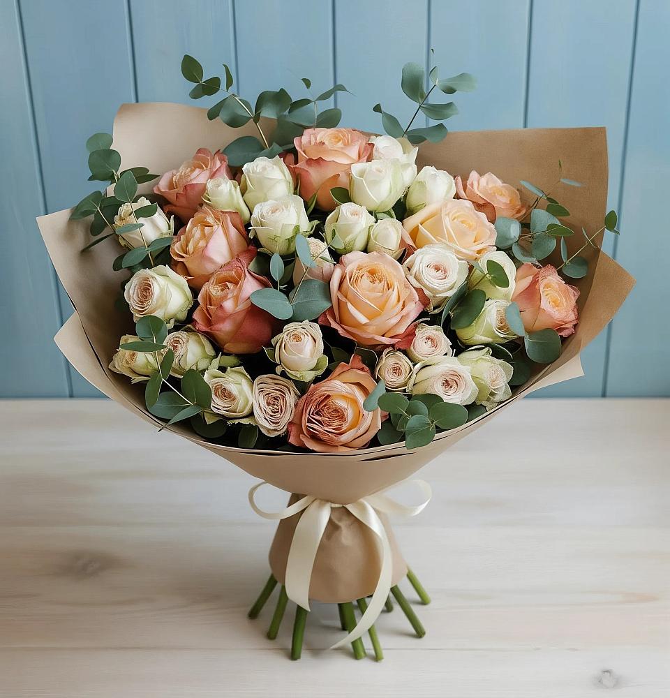 Букет цветов из: Альстромерии и Розы в Новописцово