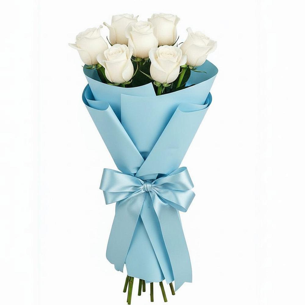 Букет 7 белых роз Проуд в Новописцово