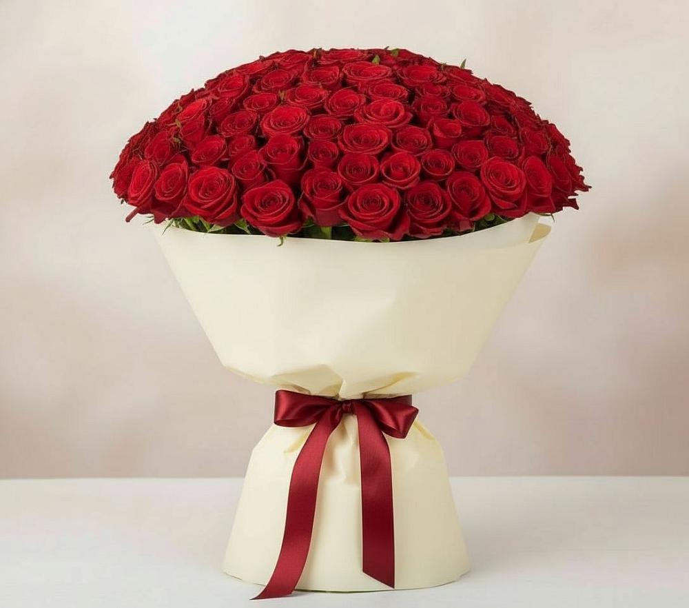 Букет 101 Красная роза Милано в Новописцово