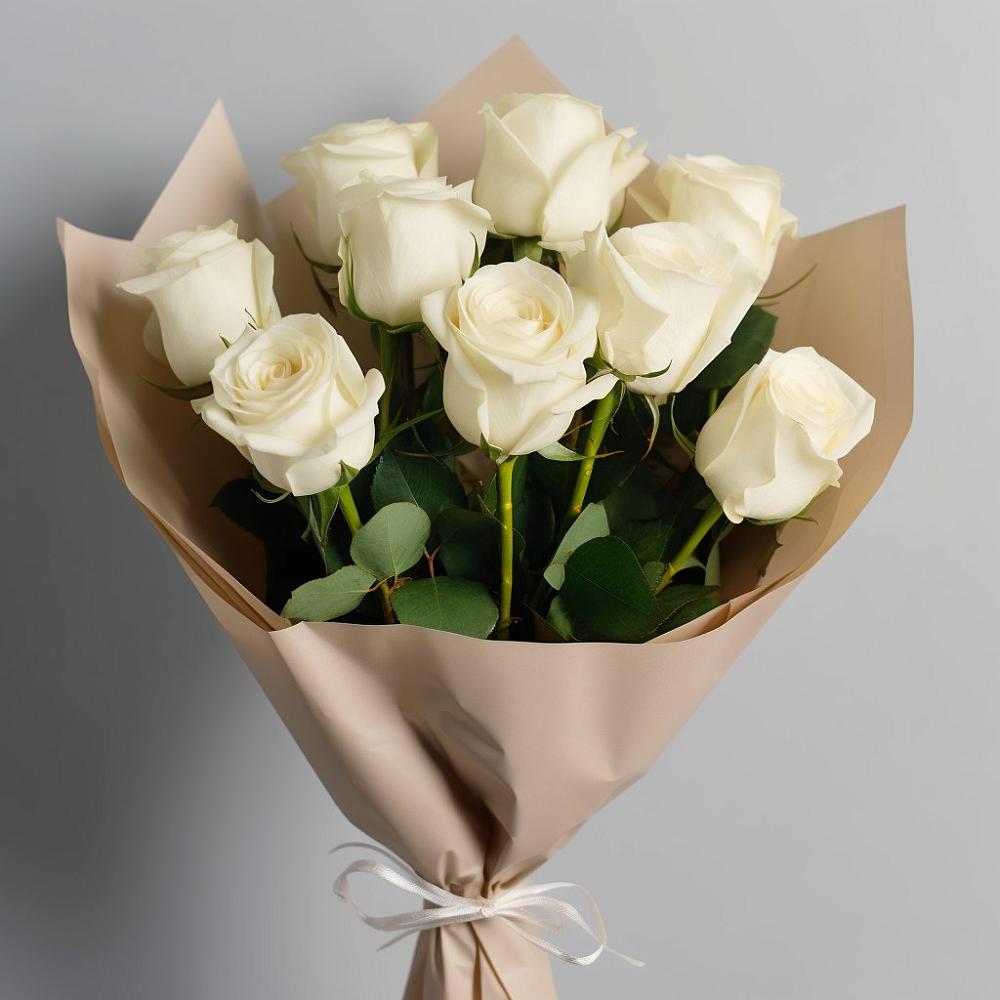 Букет 9 Белых роз Эдлесс Лав в Новописцово