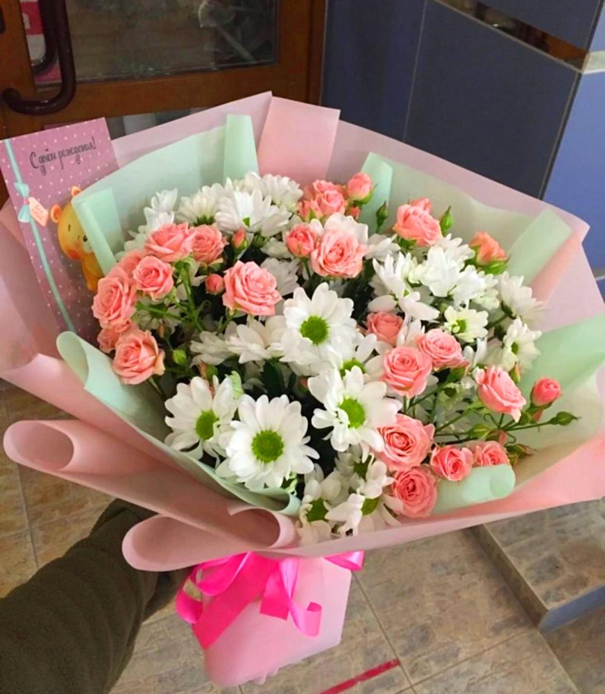 Букет цветов из: Розы и Хризантемы в Новописцово