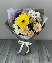 Букет цветов из:  Розы, Герберы и Хризантемы в Новописцово