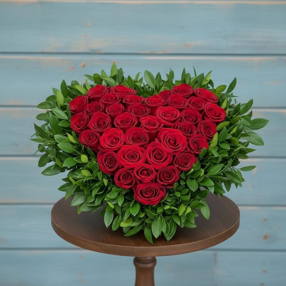 Цветочная композиция из Розы в виде сердца в Новописцово