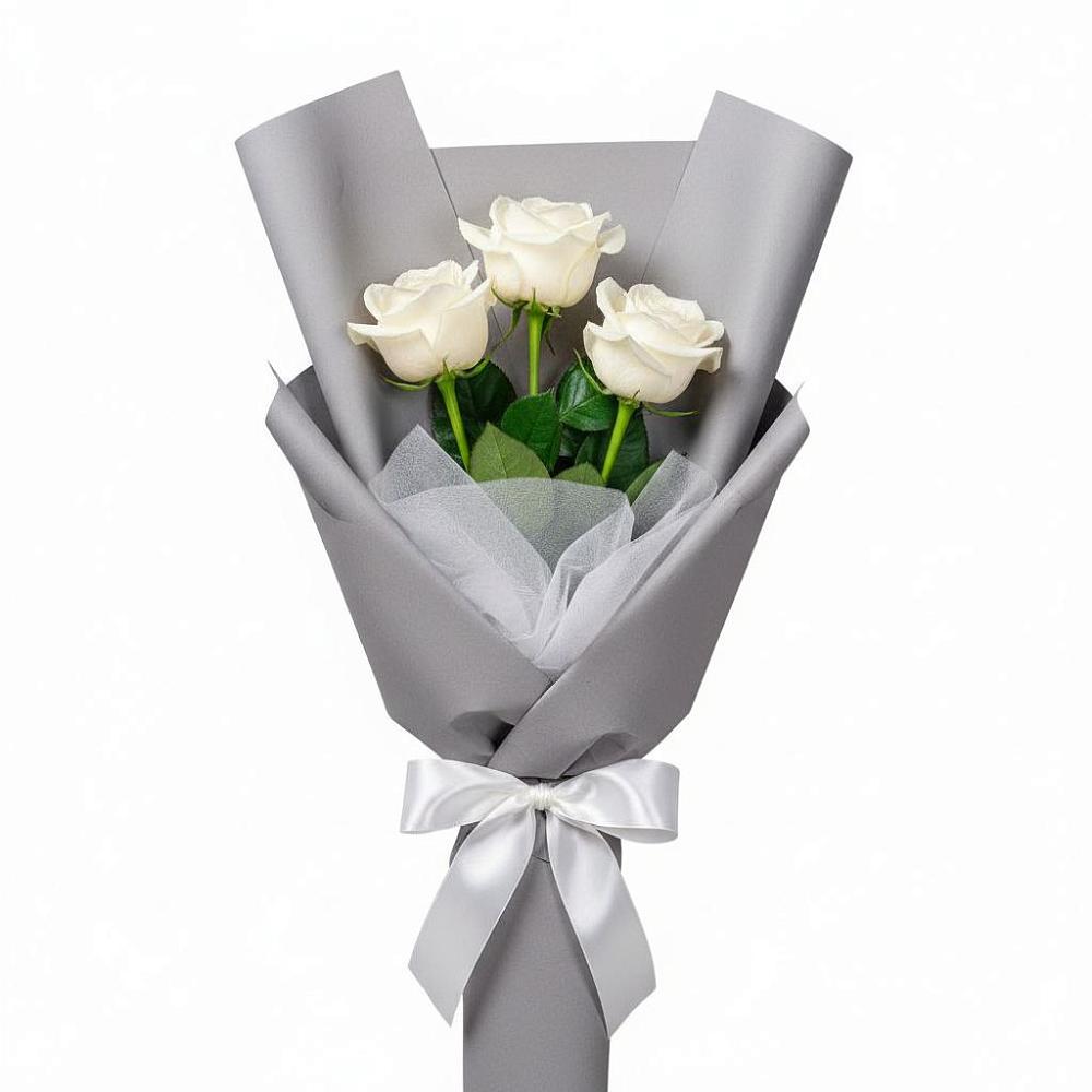 Букет 3 белые розы в Новописцово