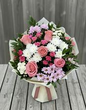 Букет цветов из:  Альстромерии, Гвоздики, Розы и Хризантемы #REPLACE_PRED# Новописцово
