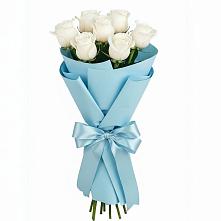 Букет 7 белых роз Проуд в Новописцово