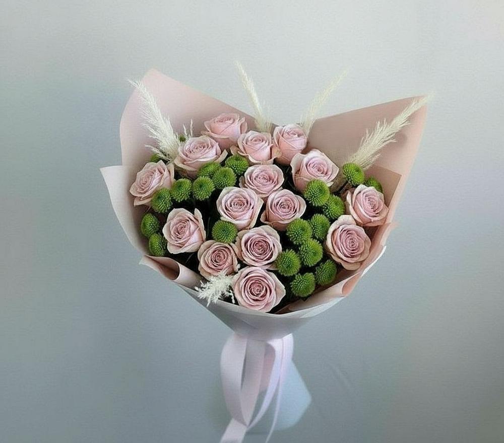 Букет цветов из: Розы и Хризантемы в Новописцово