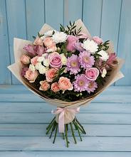 Букет цветов из:  Хризантемы, Розы и Альстромерии #REPLACE_PRED# Новописцово