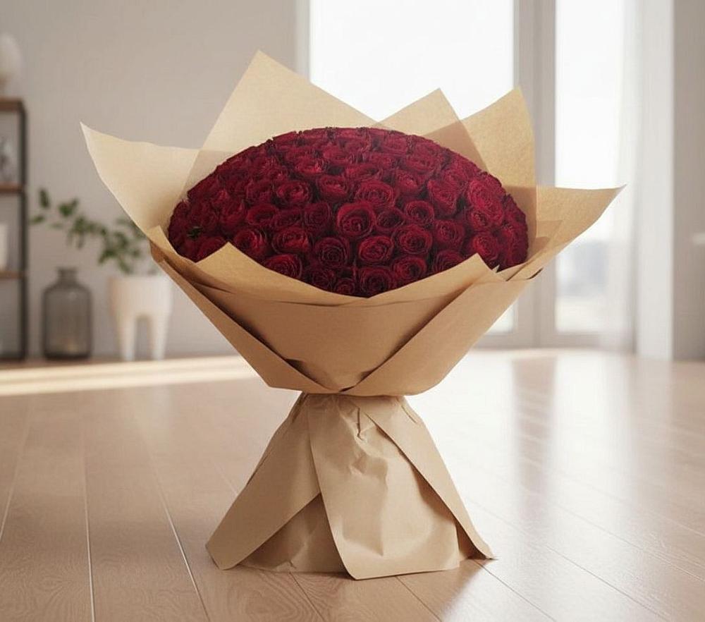 Букет 101 Красная роза в Новописцово