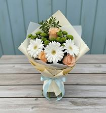 Букет цветов из:  Герберы, Розы и Хризантемы в Новописцово
