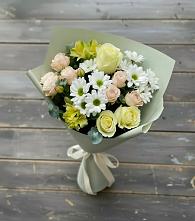 Букет цветов из:  Альстромерии, Розы и Хризантемы в Новописцово